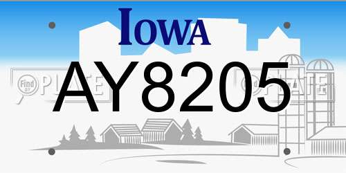 AY8205 Iowa License Plate