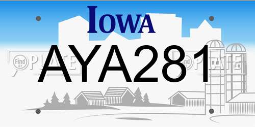 AYA281 Iowa License Plate