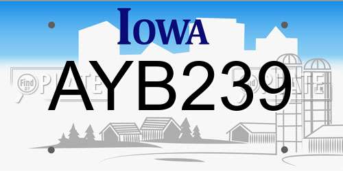 AYB239 Iowa License Plate