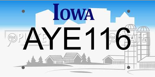 AYE116 Iowa License Plate
