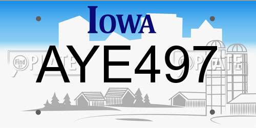 AYE497 Iowa License Plate
