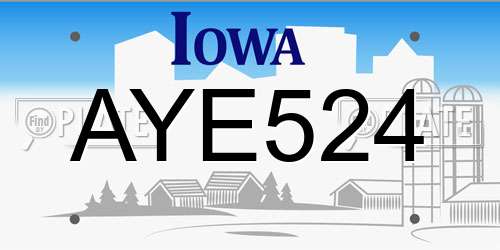 AYE524 Iowa License Plate