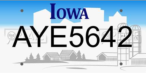 AYE5642 Iowa License Plate