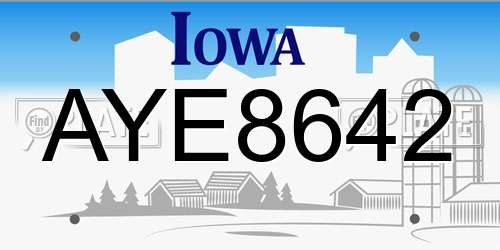 AYE8642 Iowa License Plate