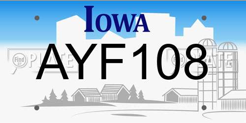 AYF108 Iowa License Plate
