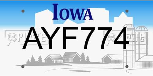 AYF774 Iowa License Plate