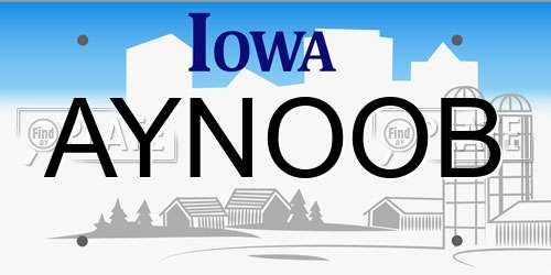 AYNOOB Iowa License Plate