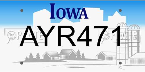 AYR471 Iowa License Plate
