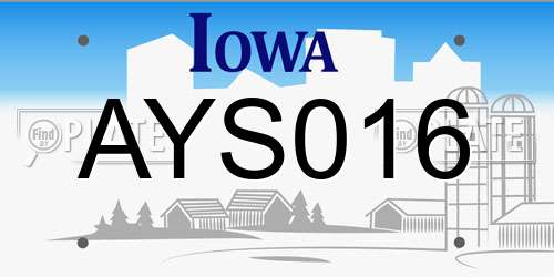 AYS016 Iowa License Plate