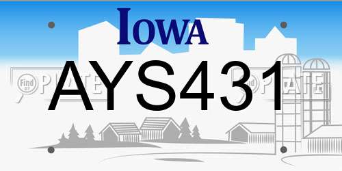 AYS431 Iowa License Plate