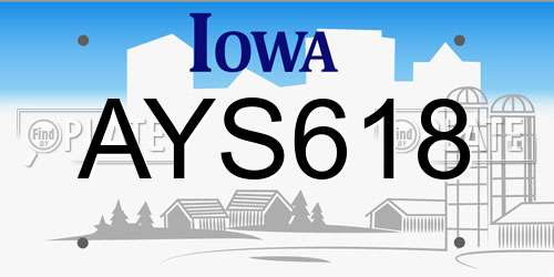 AYS618 Iowa License Plate