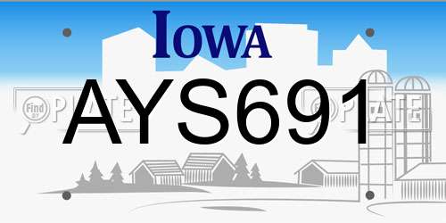 AYS691 Iowa License Plate