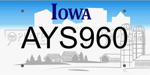 AYS960 Iowa License Plate