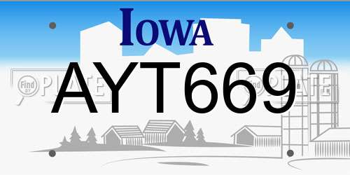 AYT669 Iowa License Plate