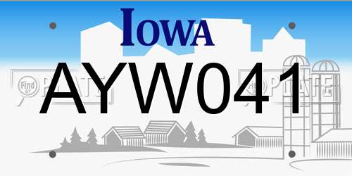 AYW041 Iowa License Plate