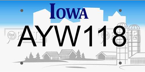 AYW118 Iowa License Plate
