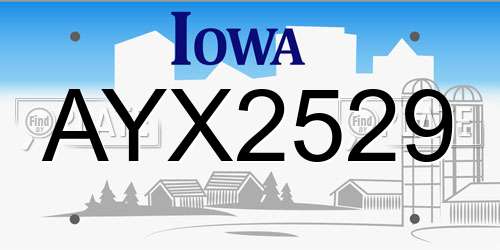 AYX2529 Iowa License Plate