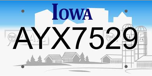 AYX7529 Iowa License Plate