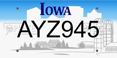 AYZ945 Iowa License Plate