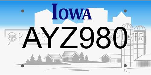 AYZ980 Iowa License Plate