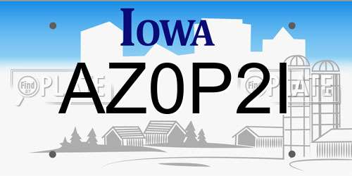 AZ0P2I Iowa License Plate