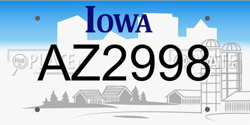 AZ2998 Iowa License Plate