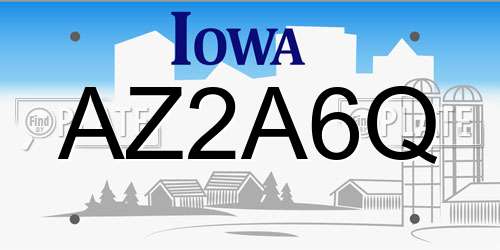 AZ2A6Q Iowa License Plate