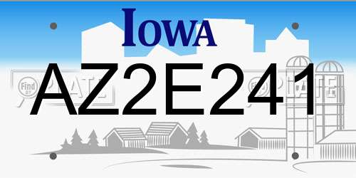 AZ2E241 Iowa License Plate