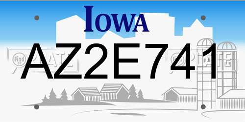AZ2E741 Iowa License Plate