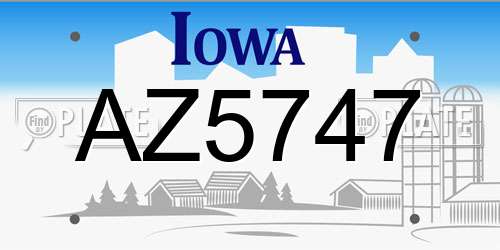 AZ5747 Iowa License Plate