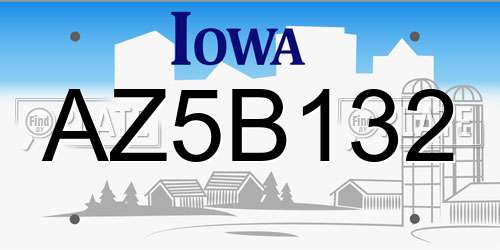 AZ5B132 Iowa License Plate