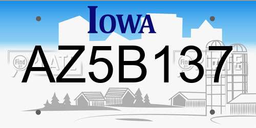 AZ5B137 Iowa License Plate