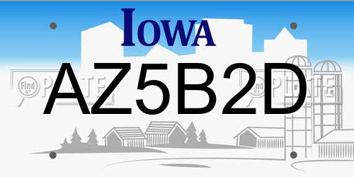 AZ5B2D Iowa License Plate
