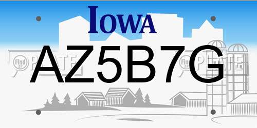 AZ5B7G Iowa License Plate