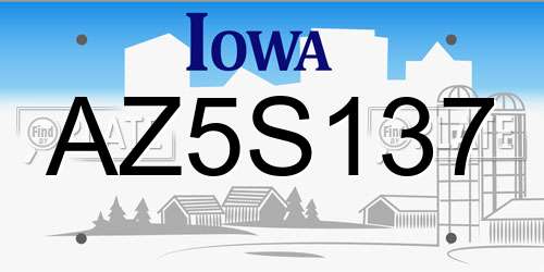 AZ5S137 Iowa License Plate