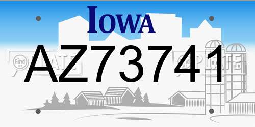AZ73741 Iowa License Plate