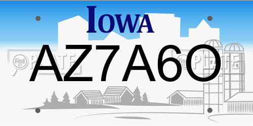 AZ7A6O Iowa License Plate