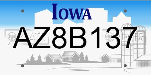 AZ8B137 Iowa License Plate