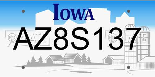 AZ8S137 Iowa License Plate
