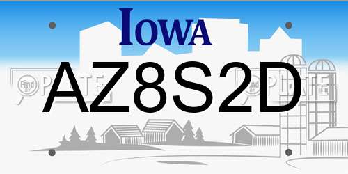 AZ8S2D Iowa License Plate