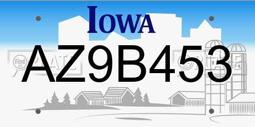 AZ9B453 Iowa License Plate