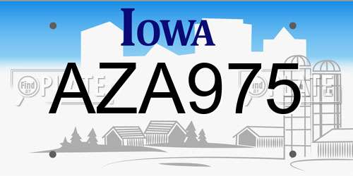 AZA975 Iowa License Plate