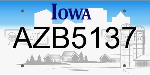 AZB5137 Iowa License Plate
