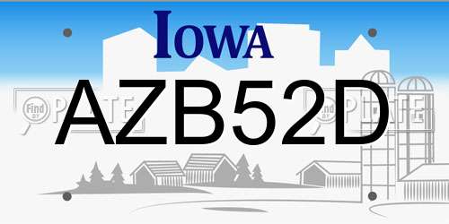 AZB52D Iowa License Plate