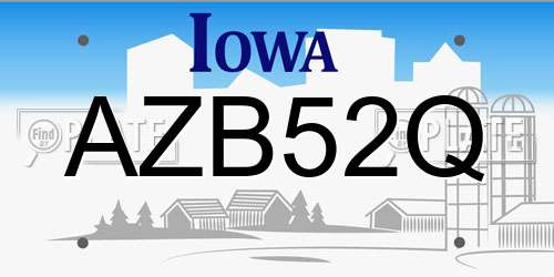 AZB52Q Iowa License Plate