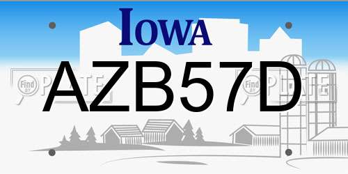 AZB57D Iowa License Plate