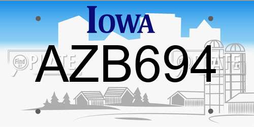 AZB694 Iowa License Plate