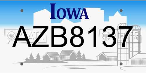 AZB8137 Iowa License Plate
