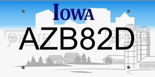 AZB82D Iowa License Plate