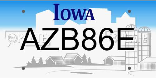 AZB86E Iowa License Plate